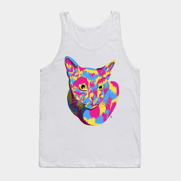 OLIVE OIL THE CAT LOGO Zombie Teeth Art Tank Top by Morketiden Productions